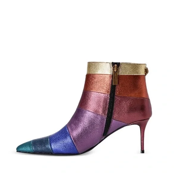 Kurt Geiger Belgravia 65mm metallic-finish ankle boots Size 8.5 - Picture 1 of 4